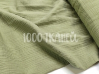 Ткань Муслин двухслойный одноцветный Зеленый чай 49 КИТ 125г/м2 шир. 135см производства Китай состав Хлопок 100%