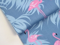 Ткань Фламинго и папоротники на темно-сером КИТ 125г/м2 шир. 160см производства Китай состав 100% Хлопок