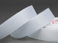 Ткань Лента репсовая, 25 мм, цвет белый №01 производства Китай состав Полиэстер 100%