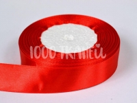 Ткань Лента атласная, 25 мм, цвет красный №26 производства Китай состав Полиэстер 100%