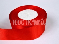 Ткань Лента атласная Красная 50мм 0005 производства Польша состав Полиэстер 100%
