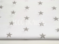 Ткань Звезды Серые на белом 125г/м2 шир. 160см производства Польша состав 100% Хлопок