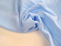 Ткань Муслин двухслойный (жатка) Нежно-голубой одноцветный Оттенок 2 №49 125г/м2 шир. 135см производства Китай состав Хлопок 100%