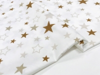 Ткань Звезды и контуры звезд коричнево-светло-бежевые на белом шир. 160см. 125 г/м2 пр-во Китай производства Китай состав Хлопок 100%