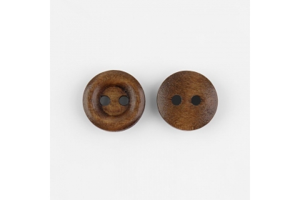 Пуговица деревянная, 2 прокола, d = 12 мм, цвет ореховый