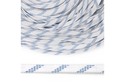 Шнур плоский х/б 12мм турецкое плетение Белый с голубыми полосками 001/020