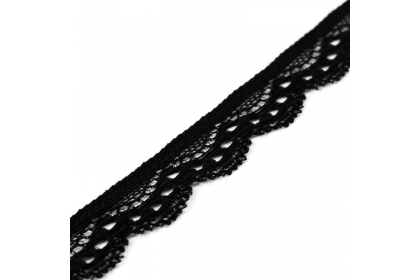 Кружево эластичное, 15 мм, цвет чёрный