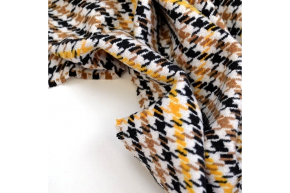 Ткань костюмная Гусиная лапка Черно-бежево-желтая 440 гр/м2 шир. 150см