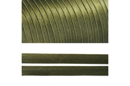 Косая бейка атласная, 15 мм,  Хаки F263
