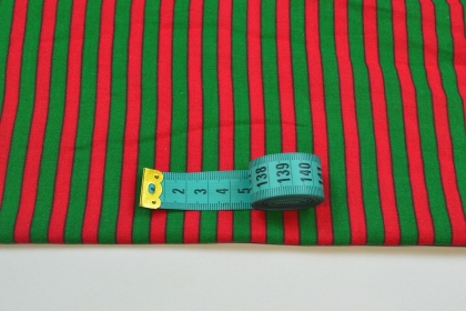 Муслин двухслойный (жатка) Полоска новогодняя красно-зеленая 125г/м2 шир. 135см