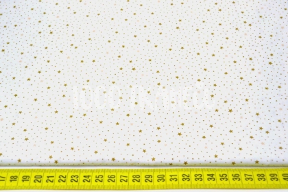 Звездочки мини и точки золотые на белом 125г/м2 шир. 160см 
