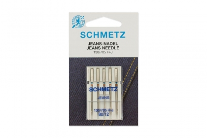 Иглы для бытовых швейных машин Schmetz для джинсы 130/705H-J №80, уп.5 игл