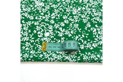 Штапель Цветочный принт на ярко-зеленом №2 110 г/м²  шир.140 см