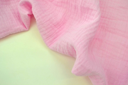 Муслин двухслойный (жатка) Розовый клубничный смузи  одноцветный  №14 125г/м2 шир. 135см
