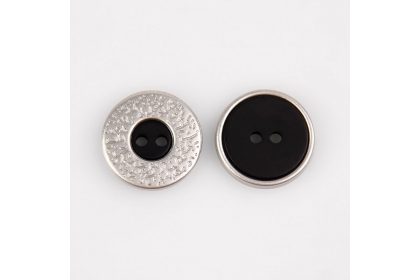 Пуговица, 2 прокола, d = 18 мм, цвет чёрный/серебряный, 9532993