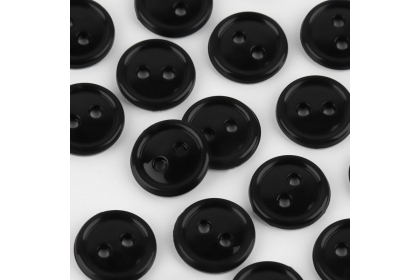 Пуговица, термо- и химстойких, 2 прокола, d = 11 мм, 9837245, цвет чёрный