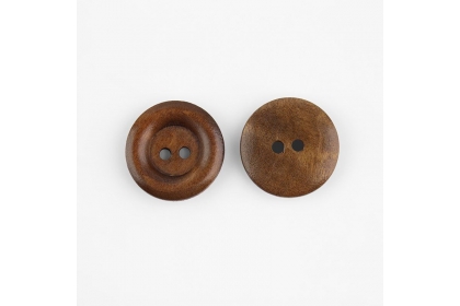 Пуговица деревянная, 2 прокола, d = 20 мм, цвет ореховый