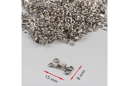 Крючки пришивные №2, 15 × 8 мм цвет серебряный