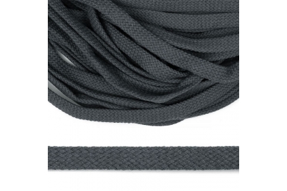 Шнур плоский х/б 12мм турецкое плетение 030 Темно-серый