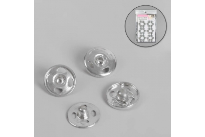Кнопки пришивные, d = 12 мм, 6 шт, цвет серебряный