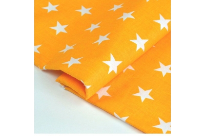 Звезды Белые на желтом (Цвет оранж) 125г/м2 шир. 160см