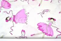Ткань Балерины розово-белые на белом КИТ 125г/м2 шир. 160см производства Китай состав 100% Хлопок