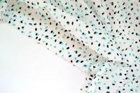 Ткань Штапель Семечки мятно-синие на белом 110 г/м²  шир.140 см производства Китай состав 100% Вискоза