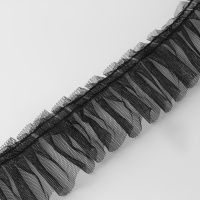 Ткань Рюш однослойный, 50 мм, цвет черный производства Китай состав Полиэстер 100%