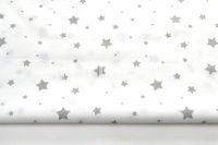 Ткань Звезды и звездочки серые на белом 125г/м2 шир. 160см  производства Польша состав 100% Хлопок