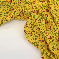 Ткань Штапель Полевые цветочки на желтом №17 110 г/м²  шир.140 см производства Китай состав 100% Вискоза