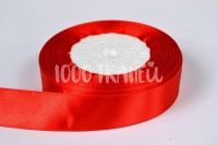 Ткань Лента атласная, 25 мм, цвет красный №26 производства Китай состав Полиэстер 100%