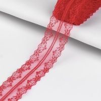 Ткань Кружево капроновое, 35 мм, цвет красный производства Китай состав Капрон 100%