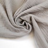 Ткань Муслин двухслойный (жатка) Серый пепел №45н одноцветный 125г/м2 шир. 135см производства Китай состав 100% Хлопок