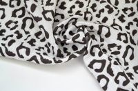 Ткань Муслин двухслойный (жатка) Леопард черный на белом 125г/м2 шир. 135см производства Китай состав 100% Хлопок