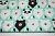 Ткань Мордочки медведей треугольные черные и белые на мятно-зеленом КИТ 125г/м2 производства Китай состав 100% Хлопок