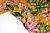 Ткань Штапель Монстеры и тропические цветы на желтом 110 г/м²  шир.140 см производства Китай состав 100% Вискоза